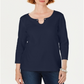 Karen Scott Women's Three Quarter Sleeve Top Blue Size X-Small