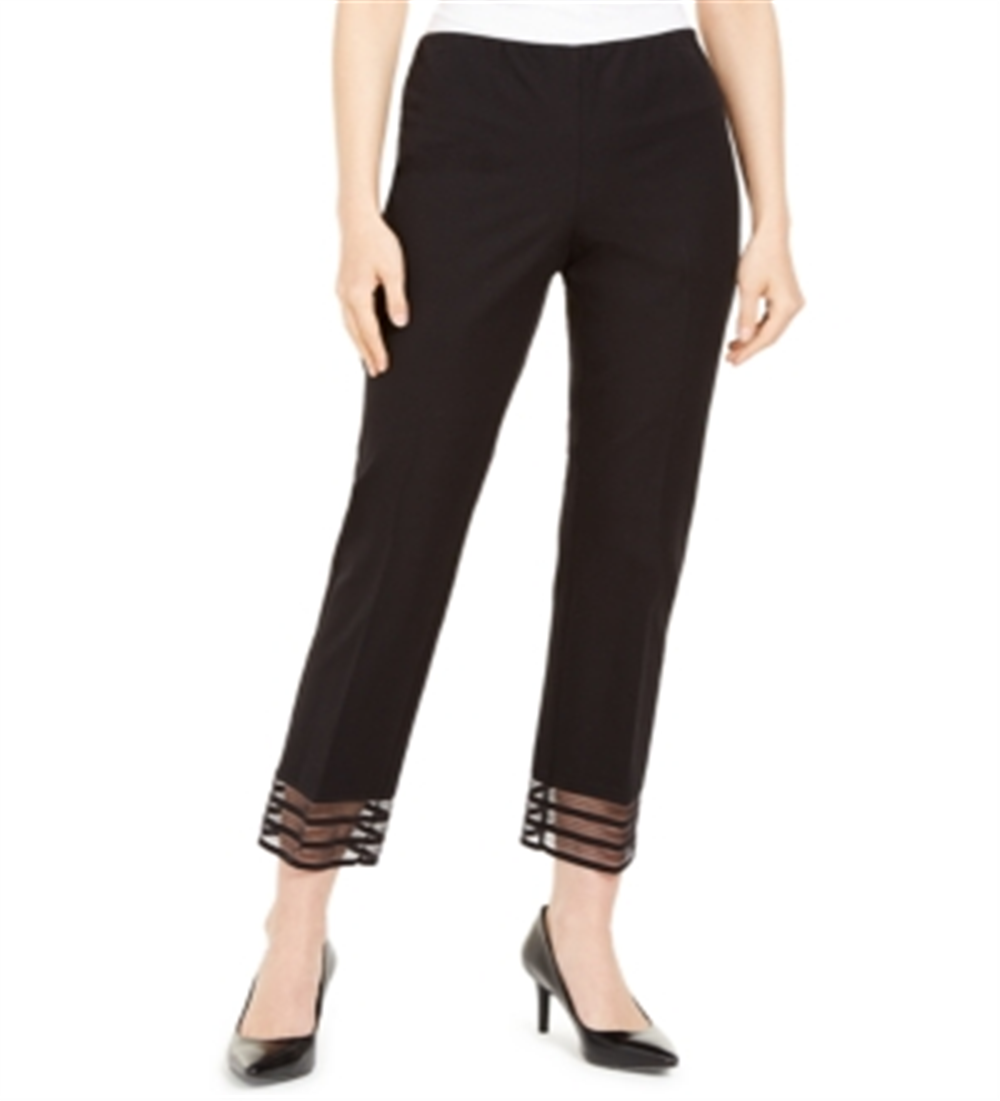 Alfani Women's Lace Hem Ankle Pants Black Size 6 Petite