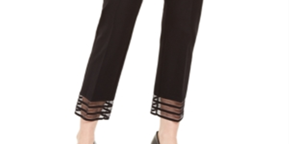 Alfani Women's Lace Hem Ankle Pants Black Size 6 Petite
