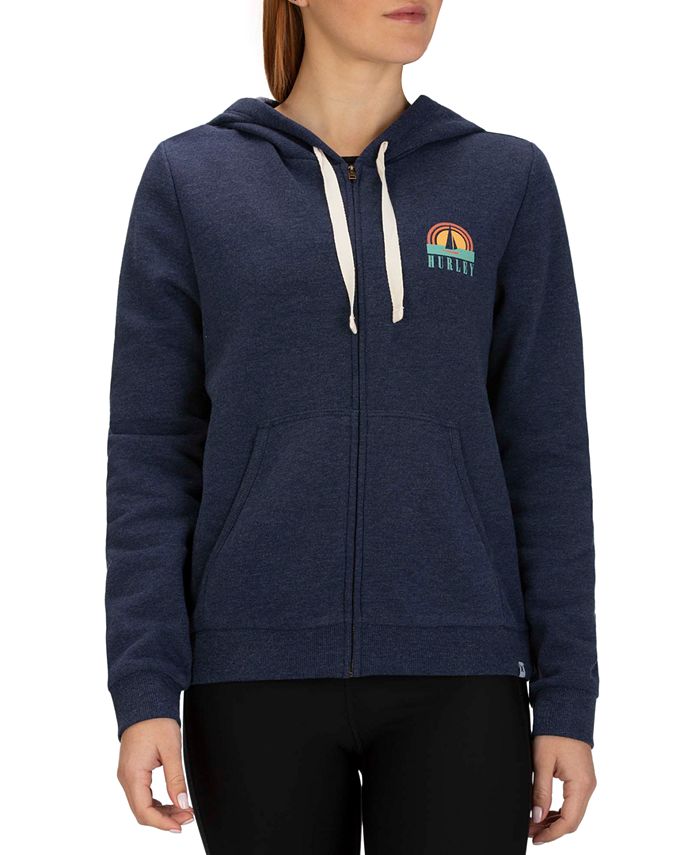 Hurley Women's Sail Away Logo Graphic Zip Hoodie -Blue Size -M