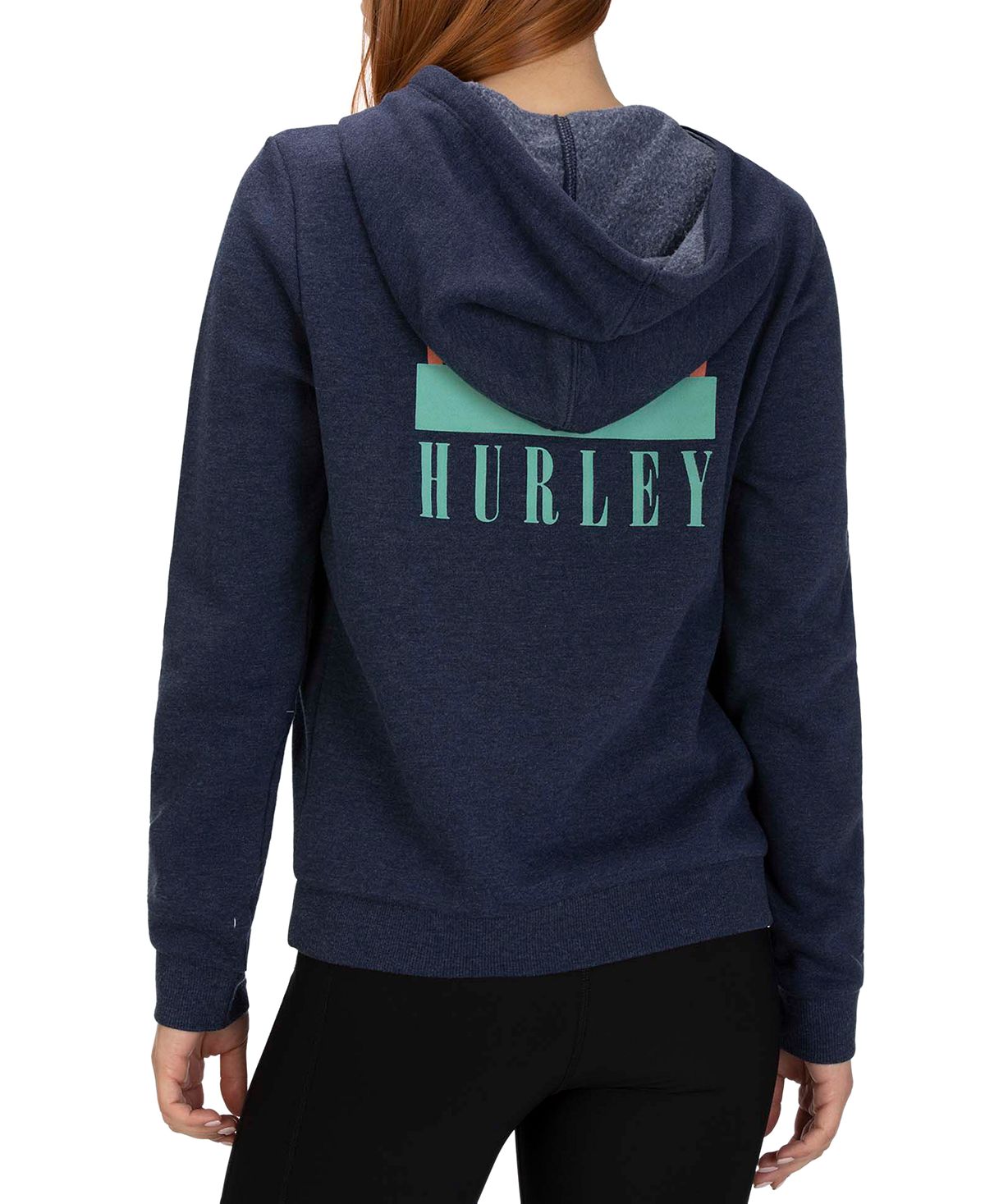 Hurley Women's Sail Away Logo Graphic Zip Hoodie -Blue Size -M