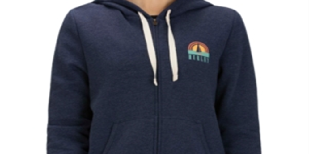 Hurley Women's Sail Away Logo Graphic Zip Hoodie -Blue Size -M