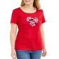 Karen Scott Women's Cotton Embellished Heart Top -Red Size 2XL