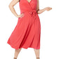 Love Squared Women's Plus Tie Waist V Neck Solid Dress Orange Size 3X