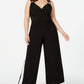 Love Squared Women's Plus Striped Surplice Neck Jumpsuit Black Size 2X