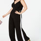 Love Squared Women's Plus Striped Surplice Neck Jumpsuit Black Size 2X