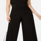 Love Squared Women's Plus Striped Surplice Neck Jumpsuit Black Size 2X