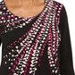 JM Collection Women's Printed Embellished Top Black Size X-Small