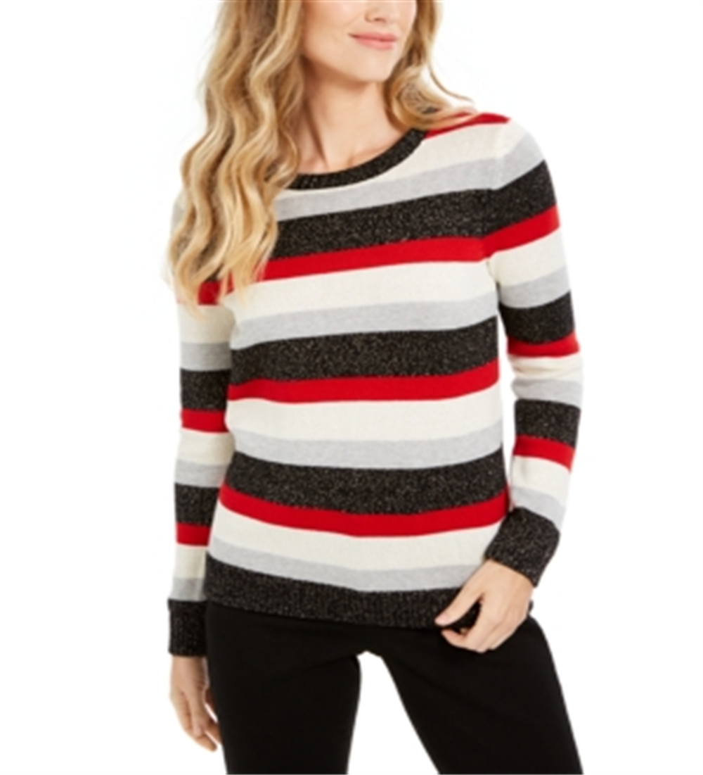 Charter Club Women's Striped Sweater Black Multi Size Petite XL