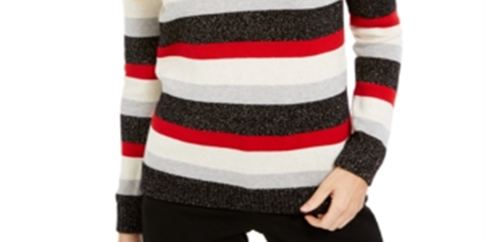 Charter Club Women's Striped Sweater Black Multi Size Petite XL