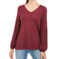Style & Co Women's Bishop Sleeve Tunic Sweater Wine  Size Petite M