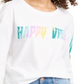 Rebellious One Junior's Happy Vibes Long Sleeved Graphic T-Shirt White Size Large