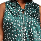 Nine West Women's Emerald Multi Dot Print Tie Neck Blouse Green Size 3X