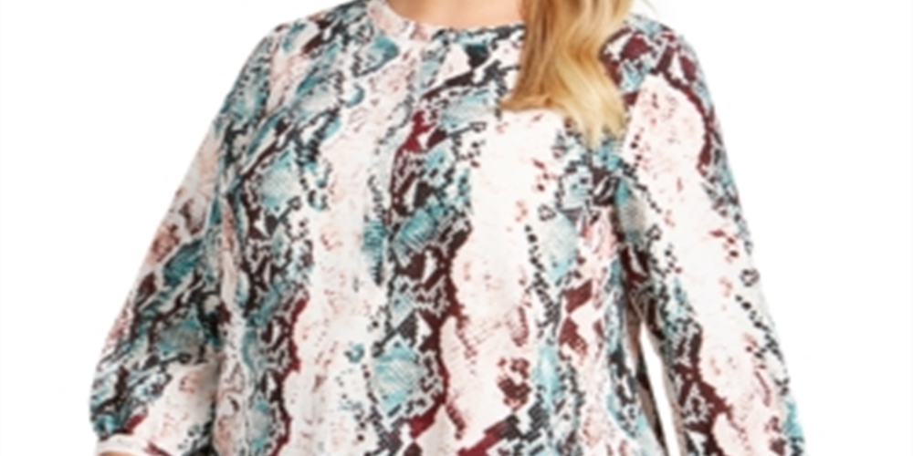 JM Collection Women's Plus Printed Top Green Size 4X