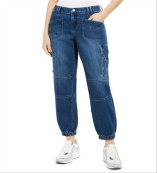 INC International Concepts Women's Cargo Ankle Jogger Jeans Blue Size 2
