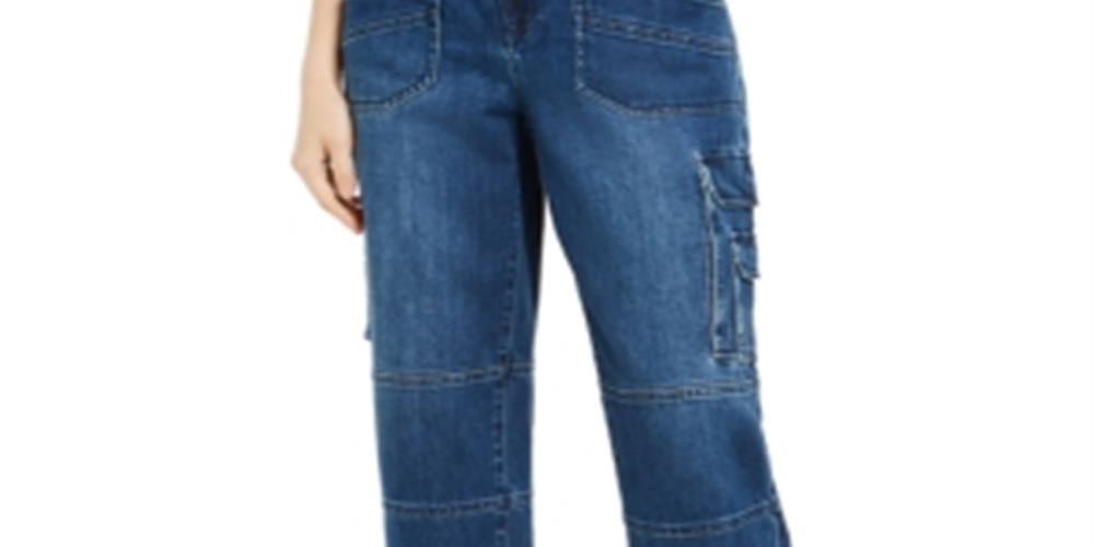 INC International Concepts Women's Cargo Ankle Jogger Jeans Blue Size 2