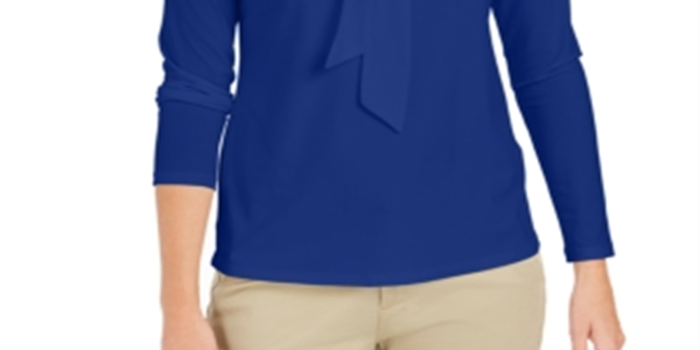 Charter Club Women's Woven Tie Top Blue Size XX-Large