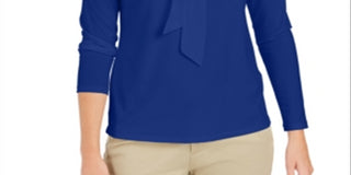 Charter Club Women's Woven Tie Top Blue Size XX-Large