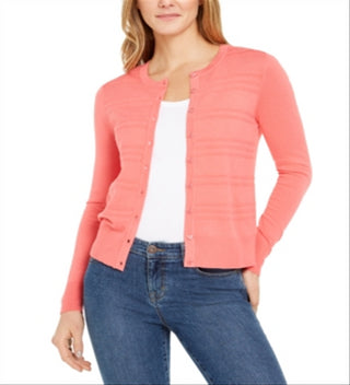 Charter Club Women's Textured Cardigan Pink Size Large