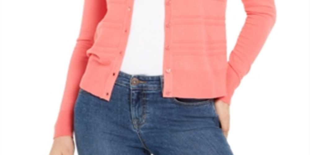 Charter Club Women's Textured Cardigan Pink Size Large