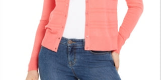 Charter Club Women's Textured Cardigan Pink Size Large