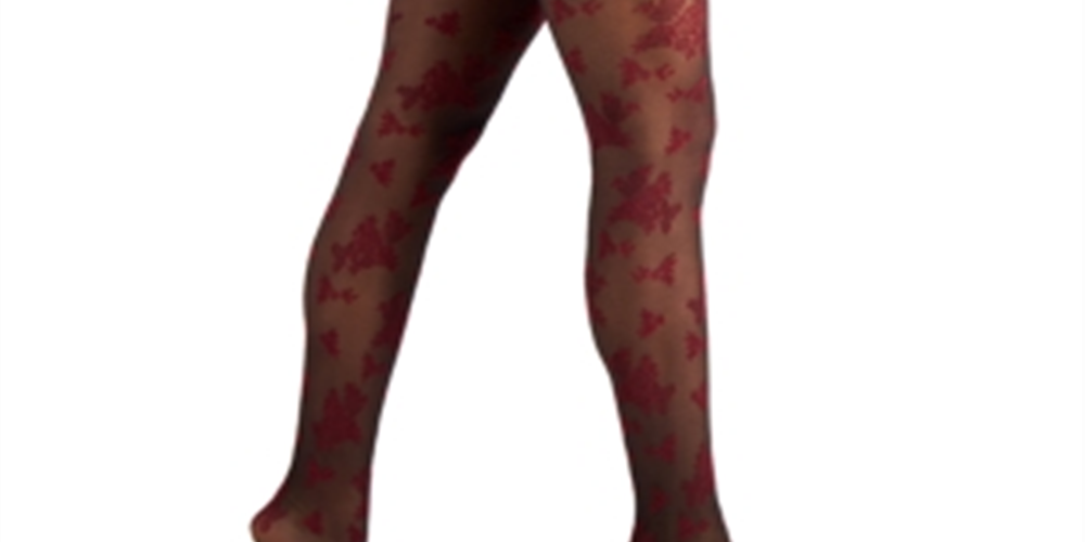 INC International Concepts Women's Flocked Floral Tights Red Size XX-Small