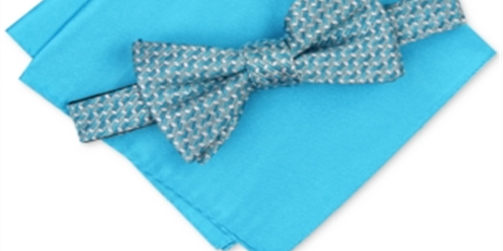 Alfani Men's Murphy Pocket Square 2 Piece Bow Tie Blue Size Regular