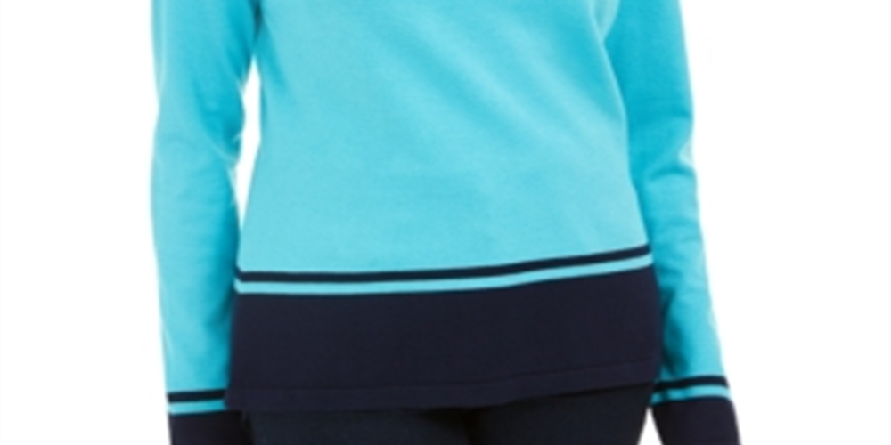 Karen Scott Women's Colorblocked Top Blue Size Petite XL