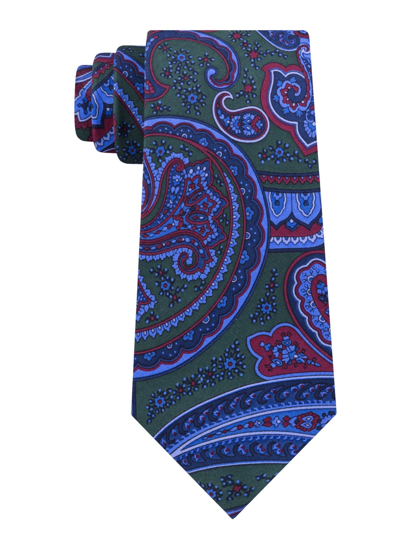 Tommy Hilfiger Men's Paisley Silk Classic Neck Tie Green Size Regular