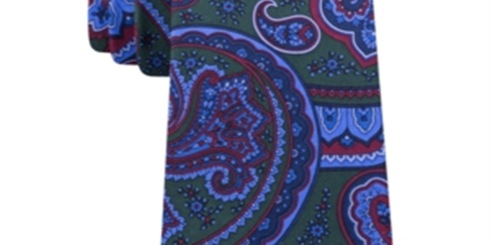 Tommy Hilfiger Men's Paisley Silk Classic Neck Tie Green Size Regular
