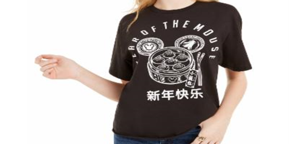 Disney Junior's Graphic Print Cotton T-Shirt Black Size Small