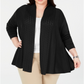 Karen Scott Women's Pointelle Trim Cardigan Sweater Black Size 0X