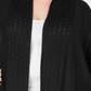 Karen Scott Women's Pointelle Trim Cardigan Sweater Black Size 0X