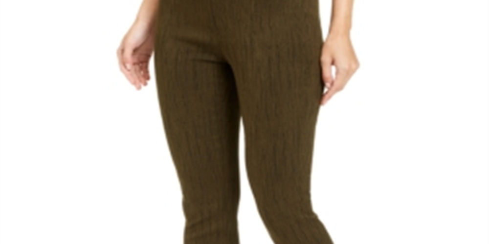 Alfani Women's Fringe Hem Ankle Pants Green Size 12 Petite