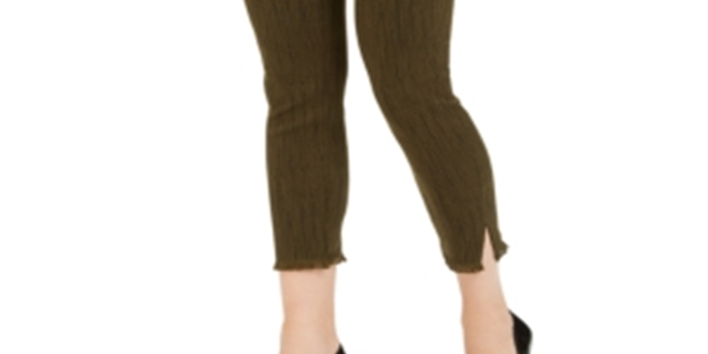 Alfani Women's Fringe Hem Ankle Pants Green Size 12 Petite