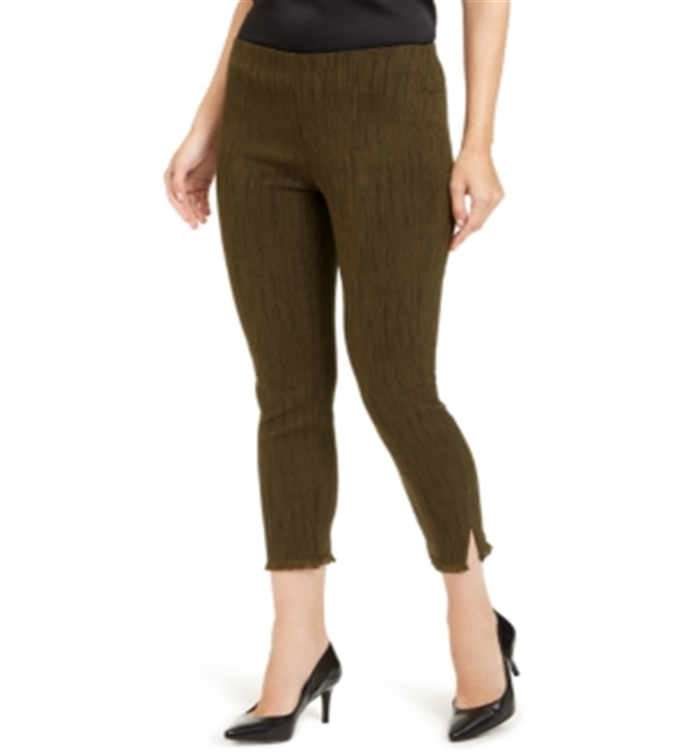 Alfani Women's Fringe Hem Ankle Pants Green Size -4P