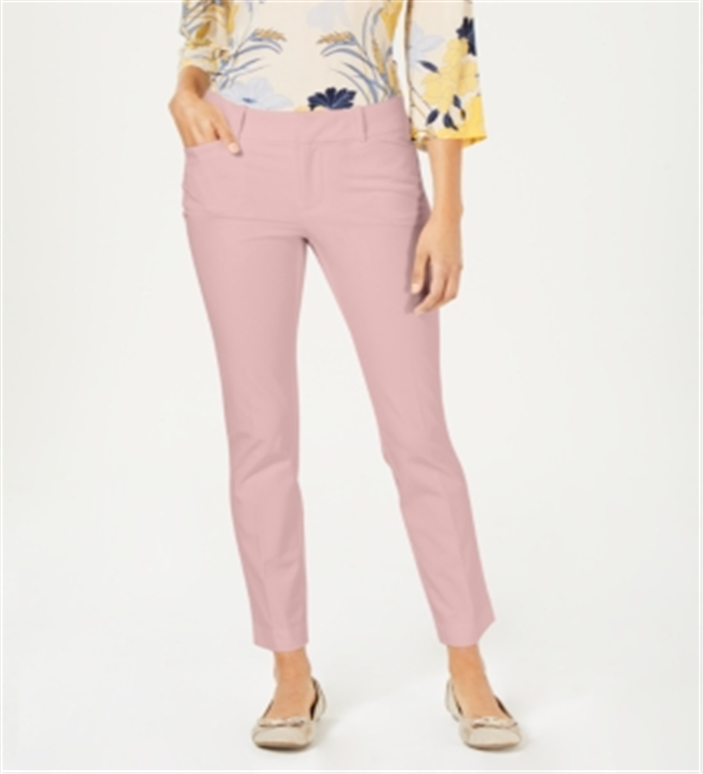 Charter Club Women's Newport Tummy Control Slim Fit Pants Pink Size 6
