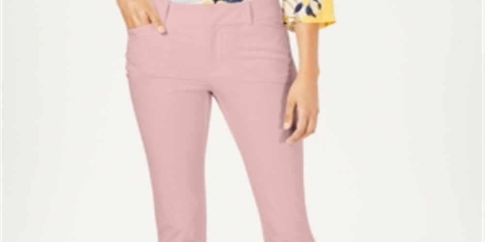 Charter Club Women's Newport Tummy Control Slim Fit Pants Pink Size 6