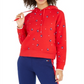Tommy Hilfiger Women's Cropped Hearts Hoodie Red Size XL