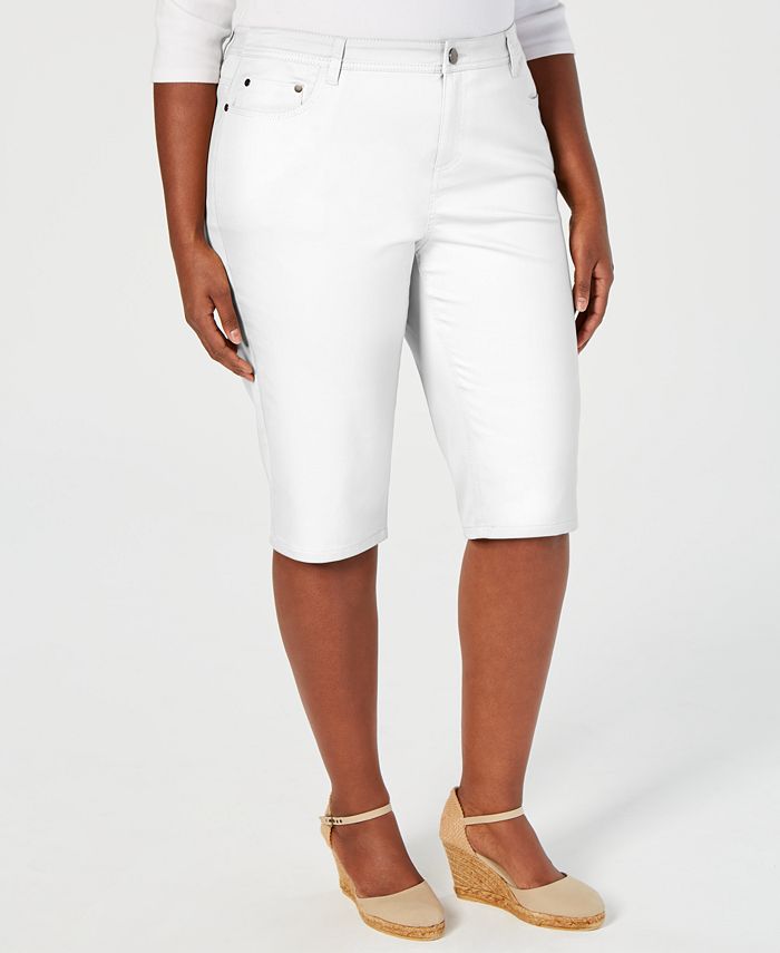 Charter Club Women's Plus Cotton Blend Bermuda Skimmers White Size 18W