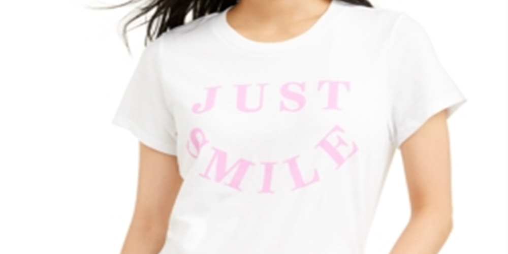 Love Tribe Junior's Just Smile T-Shirt White Size Small