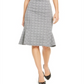 NY Collection Women's Plaid Peplum Skirt Gray Size Petite XL