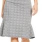 NY Collection Women's Plaid Peplum Skirt Gray Size Petite XL