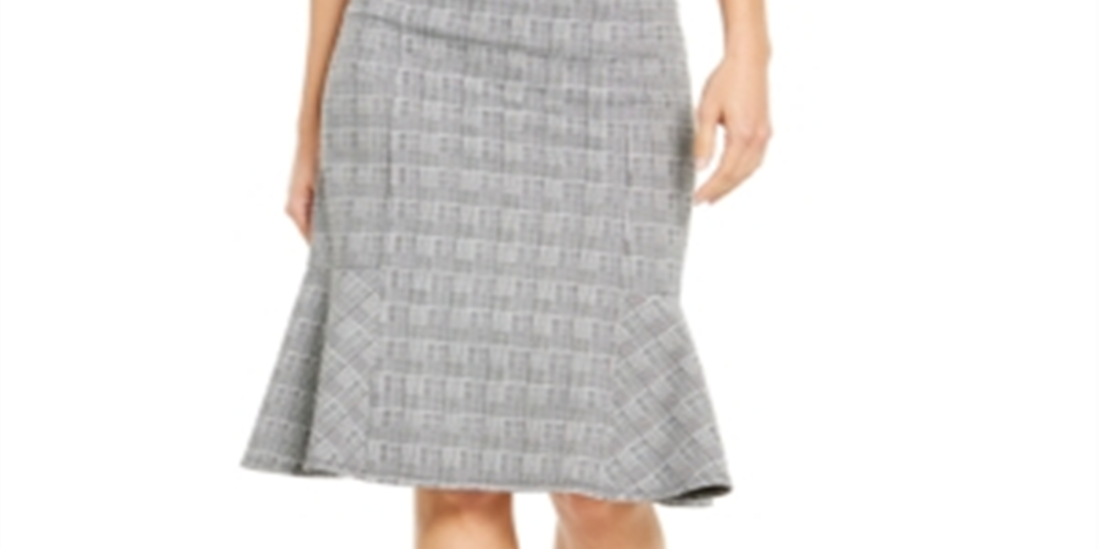 NY Collection Women's Plaid Peplum Skirt Gray Size Petite XL