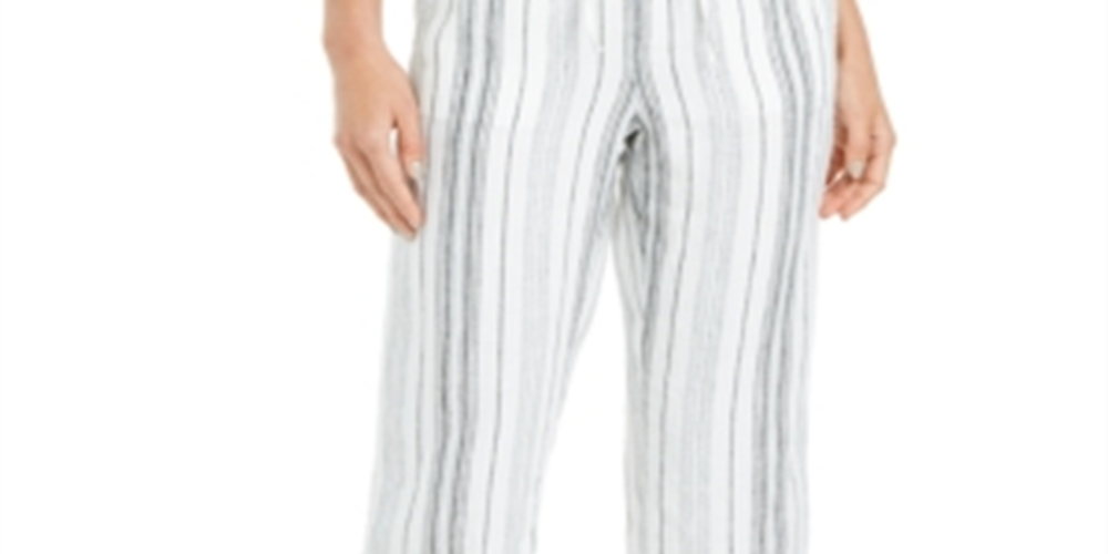 Charter Club Women's Striped Capri Pants Blue Size Medium