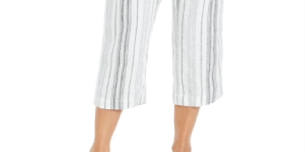 Charter Club Women's Striped Capri Pants Blue Size Medium