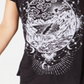 Style & Co Women's Graphic-Print Handkerchief Hem T-Shirt Black Size X-Small