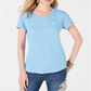Style & Co Women's Cuffed Sleeve Cotton T-Shirt Blue Size X-Small