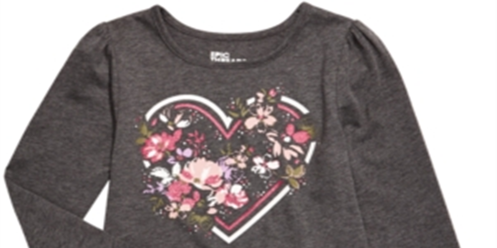 Epic Threads Toddler Girl's Heart Flower T-Shirt Gray Size 4T