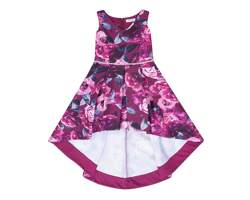 Speechless Girl's Allover Floral High Low with Pockets Dress Purple Size 12